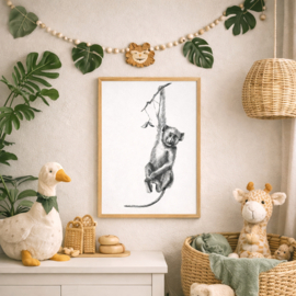 Zwart-Wit Poster Aap
