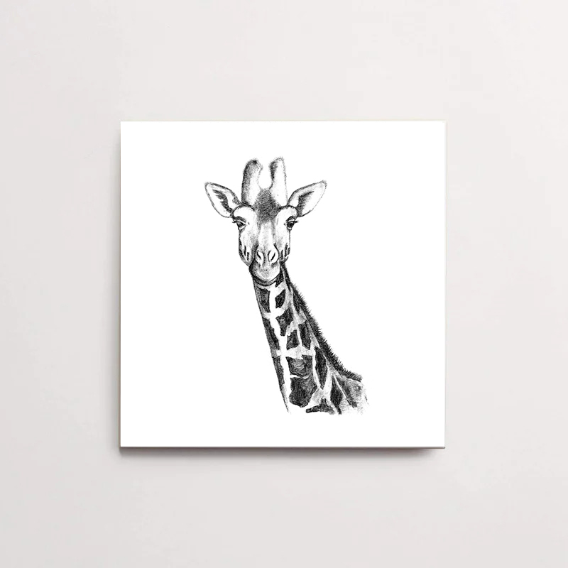 Zwart-Wit Tegeltje Giraffe