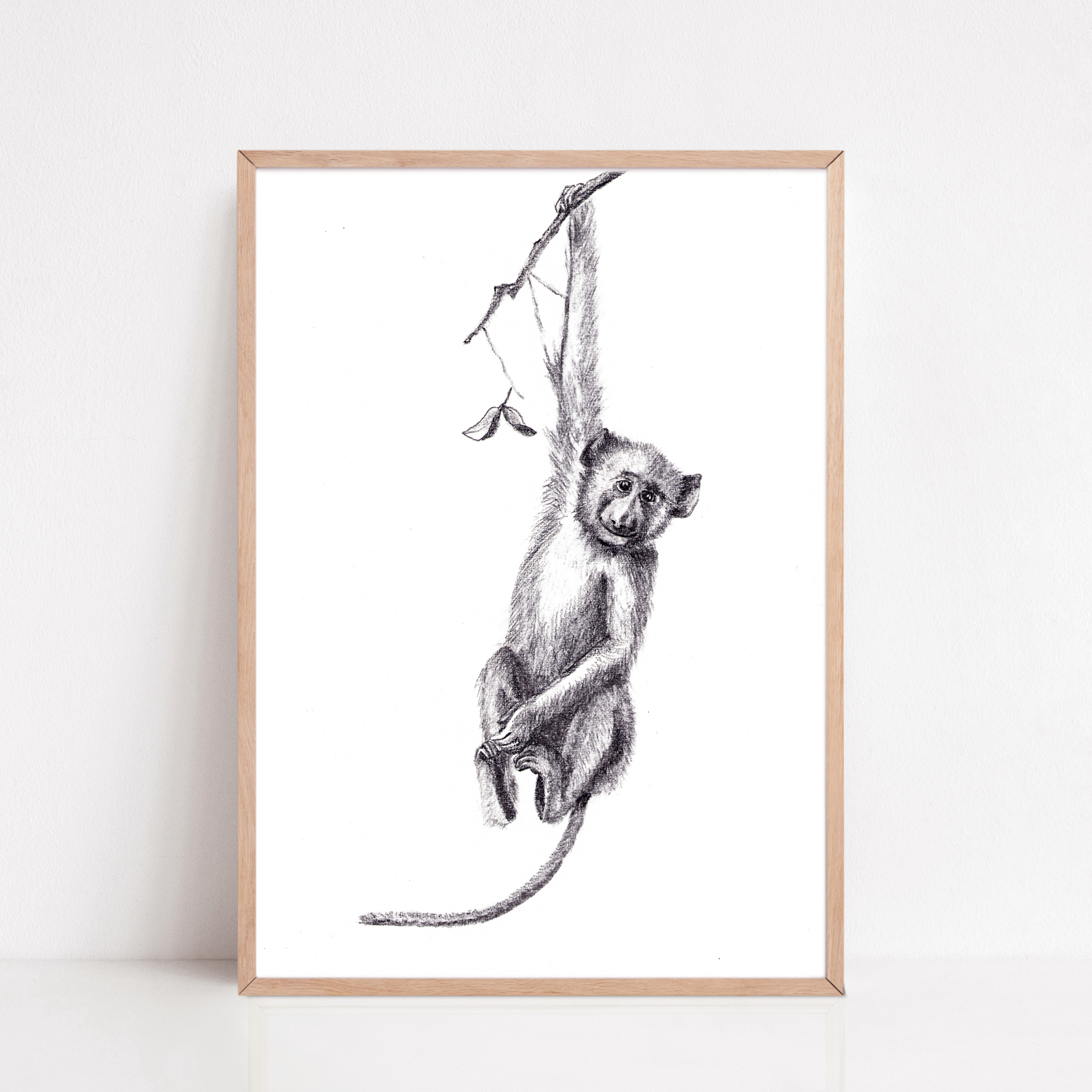 Zwart-Wit Poster Aap