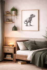 Zwart-Wit Poster T-Rex