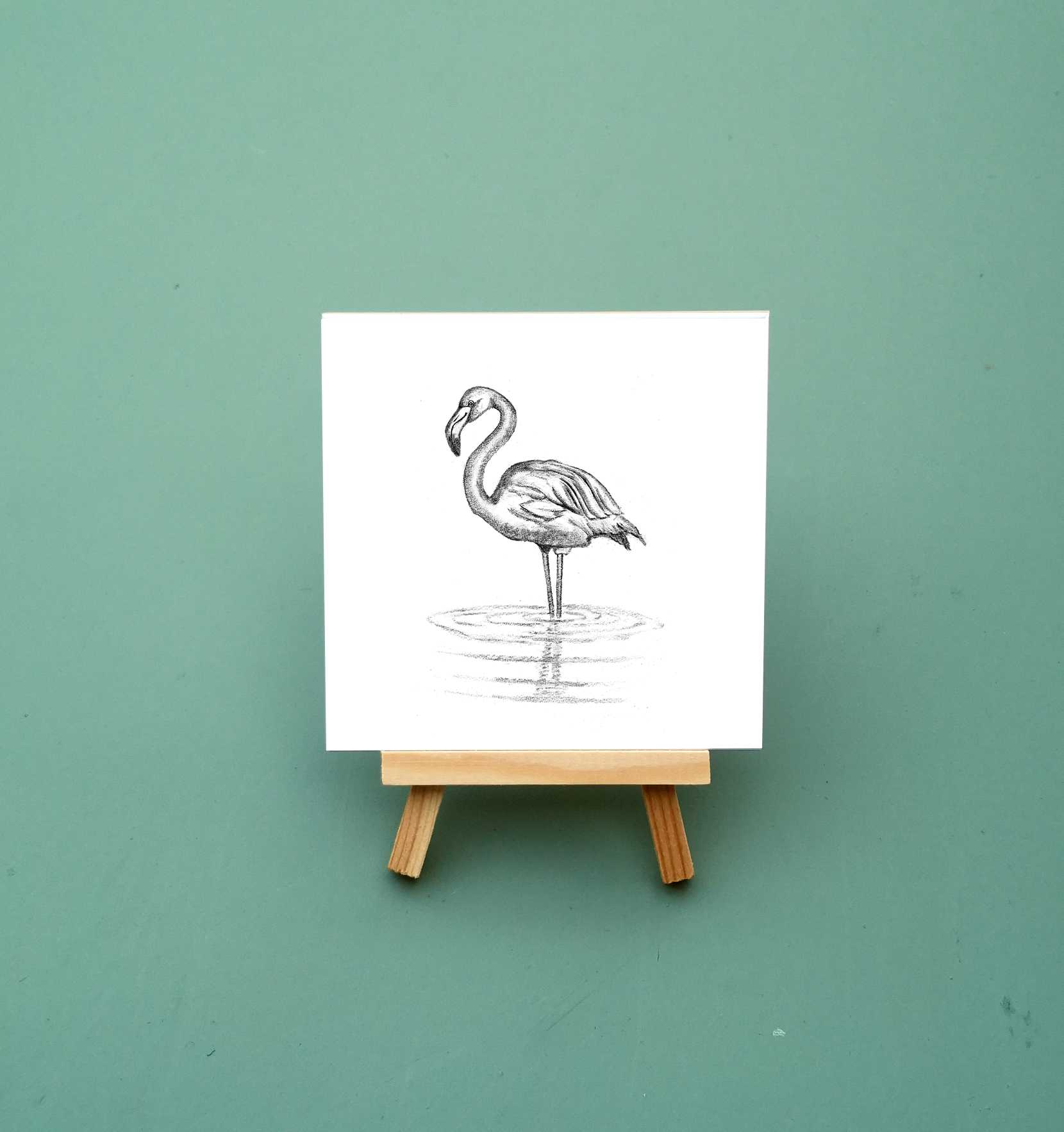 Zwart-Wit Tegeltje Flamingo