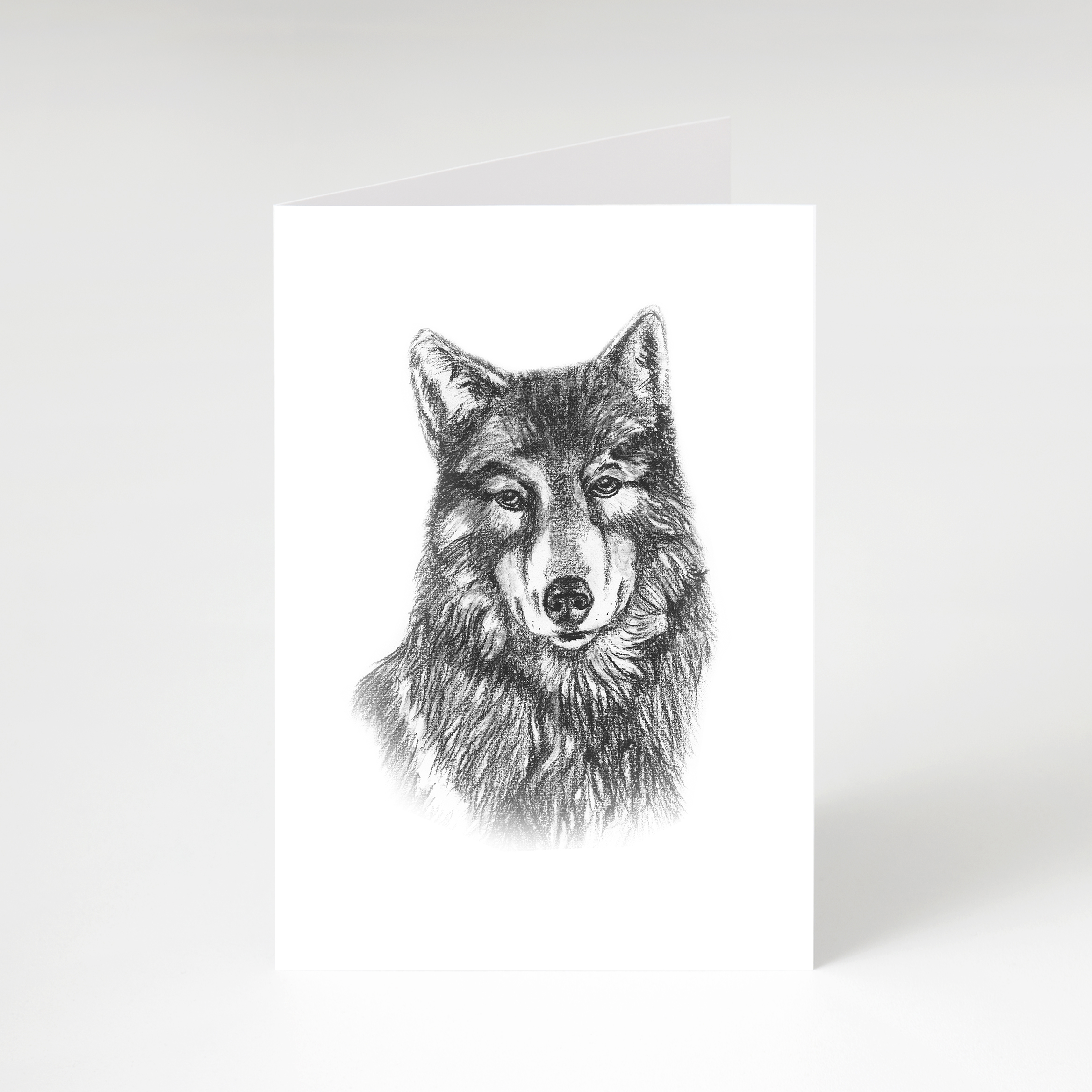 Zwart-Wit Wenskaart Wolf