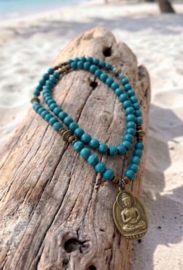 Ketting met buddha goud /turkoois