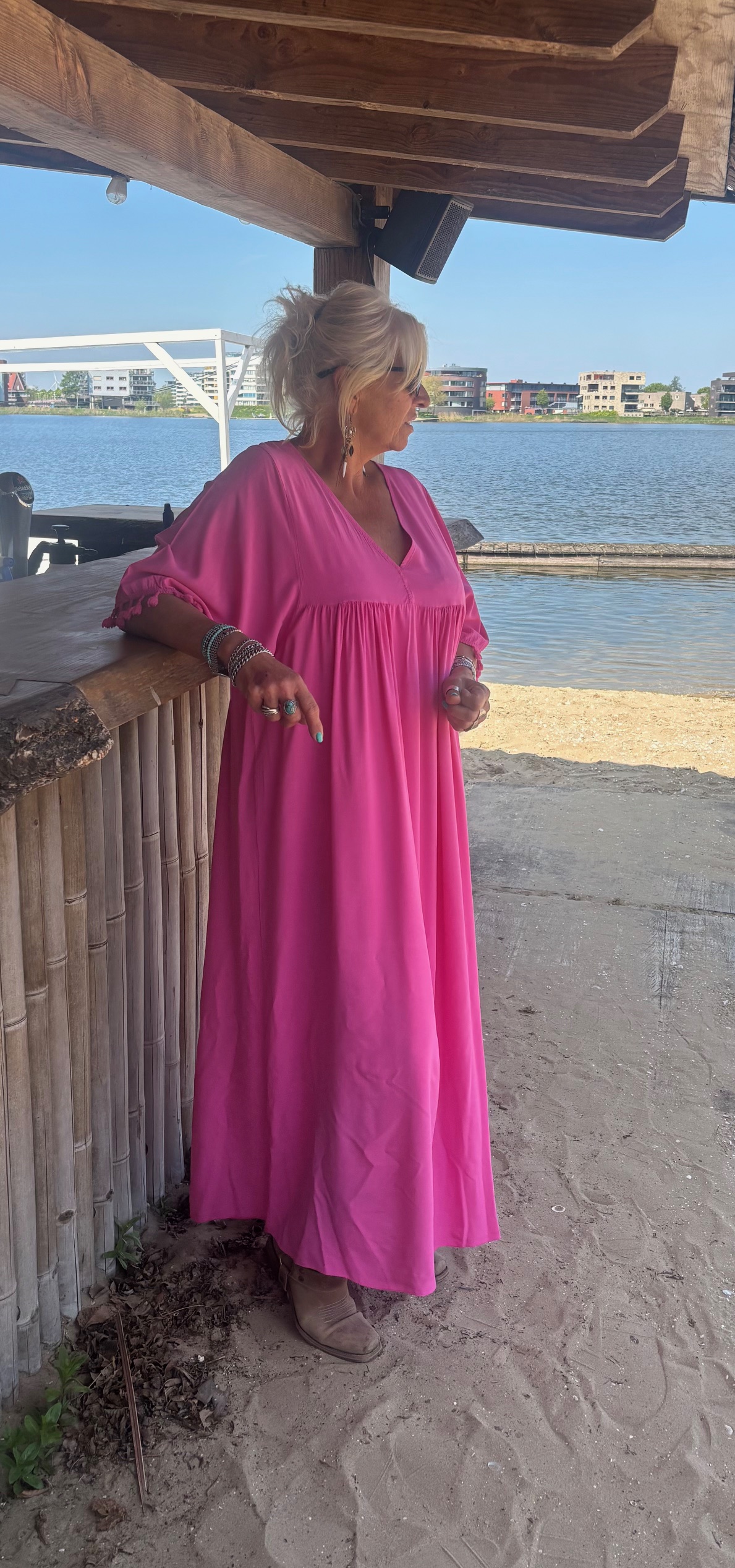 Grote maxi  XXL jurk "Tina" fuchsia