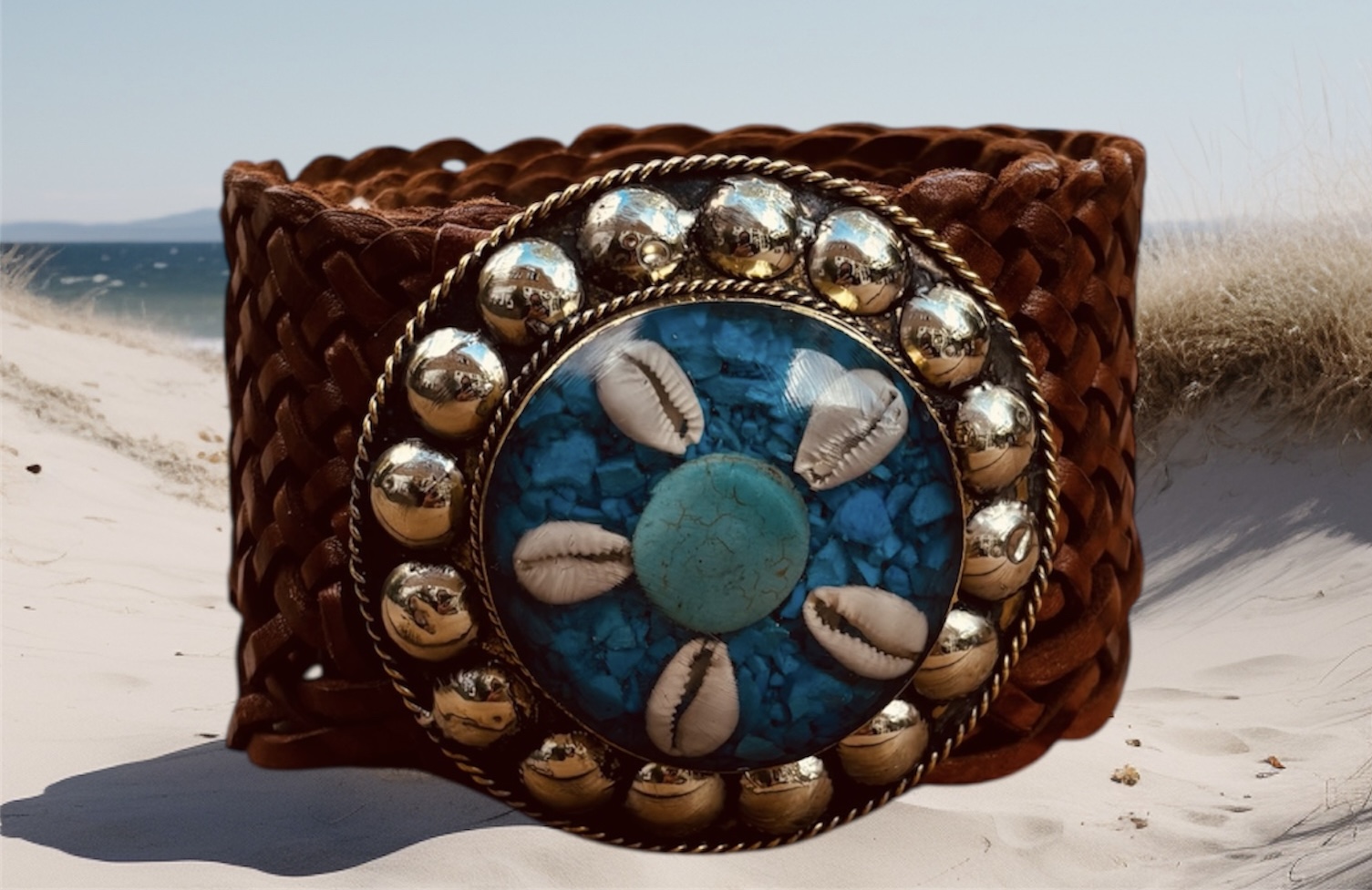 Grote leren riem  camel nr. 64 (lengte riem 130 cm)