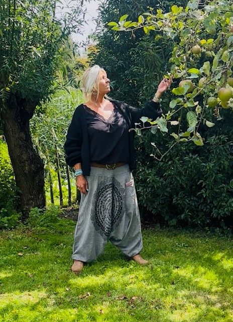 Harem broek met mandala licht grijs