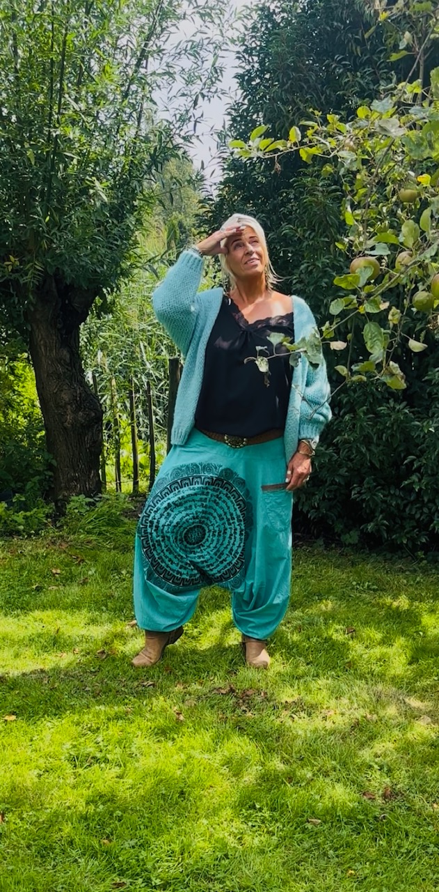 Harem broek met mandala turkoois