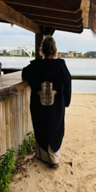 Joggingstof vest zwart met Fatima hand.