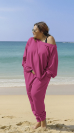 XXL  comfy pak Set "Lola" roze met baggy broek