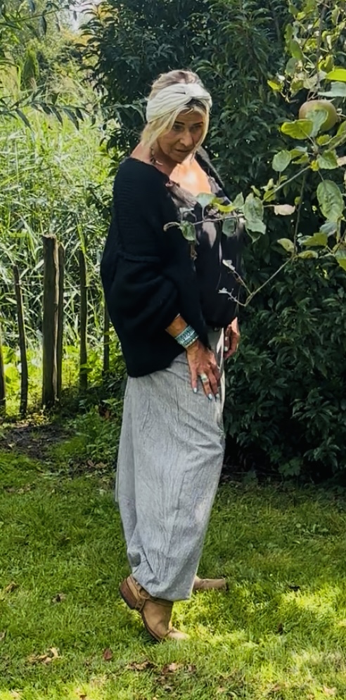 Harem broek met mandala licht grijs