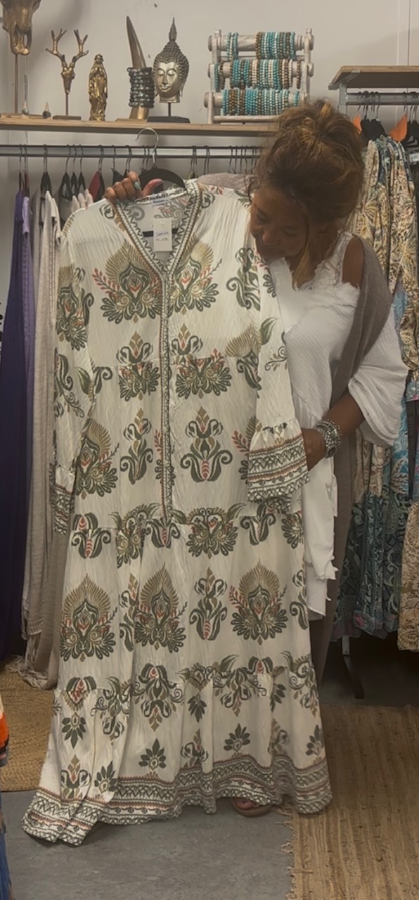 Maxi  print jurk groen nr 9