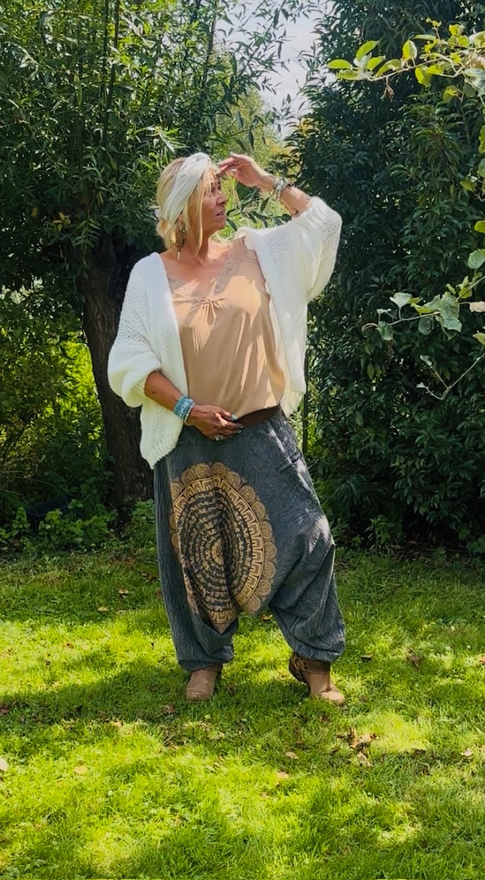 Harem broek met mandala antractie grijs