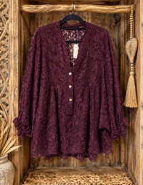 Kanten blouse aubergine