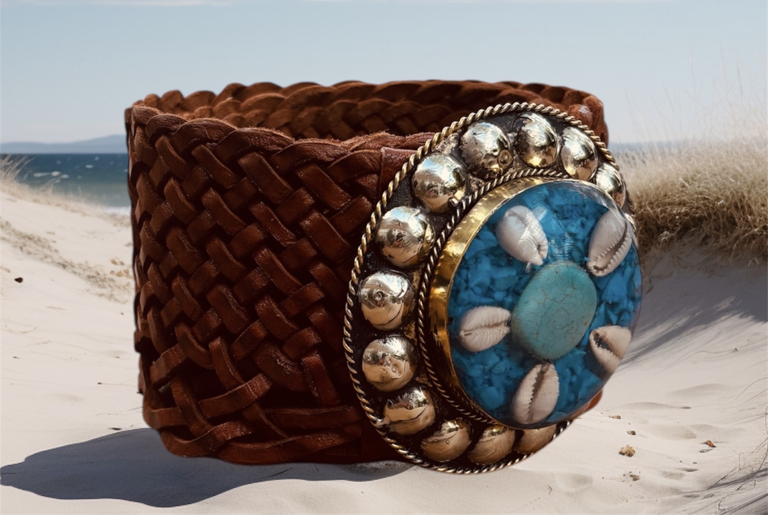 Grote leren riem  camel nr. 64 (lengte riem 130 cm)