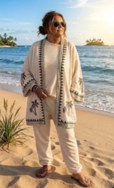 Kimono "Pamela" creme/leger groen