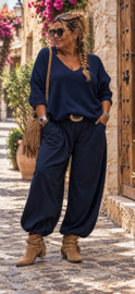 Pof baggy broek donker blauw