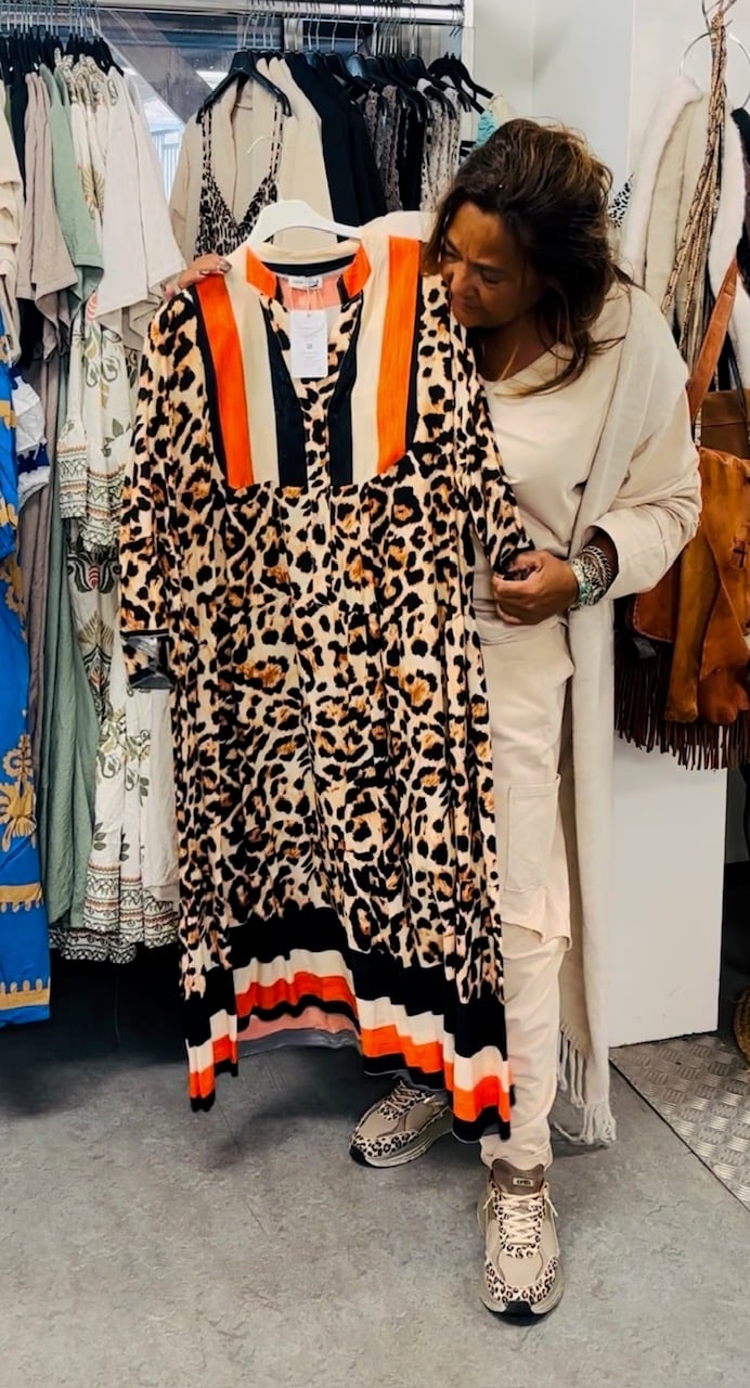 Tijger jurkje met oranje