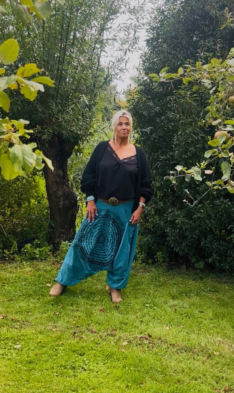 Harem broek met mandala petrol blauw