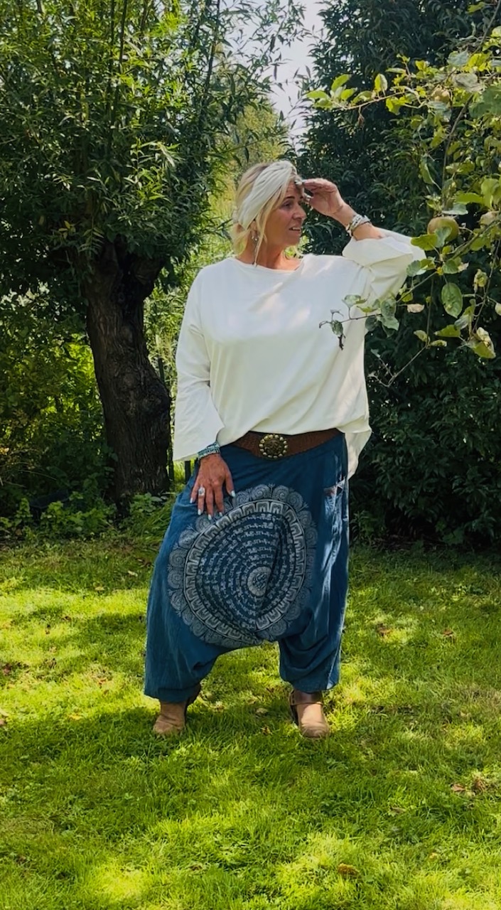 Harem broek met mandala jeans blauw
