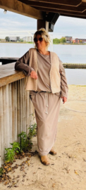 Grote combinatie set rok en sweater "Suus" taupe