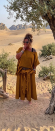 Grote rok "Stoer" donker camel/bruin