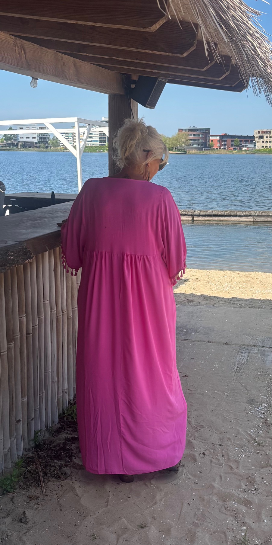 Grote maxi jurk fuchsia "Rosa"