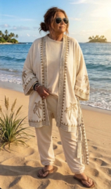 Kimono "Pamela" creme/olijf groen