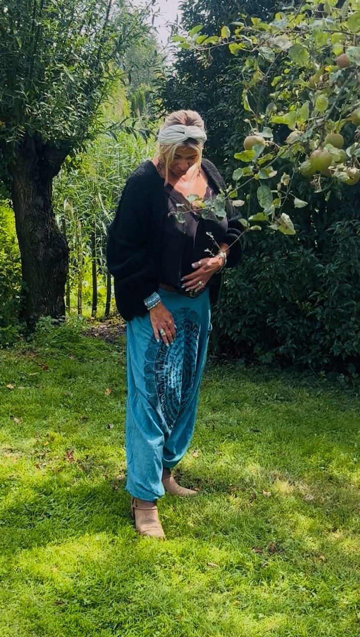 Harem broek met mandala petrol blauw