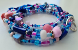 Zomer Wrap Blue Pink Wikkel Armband