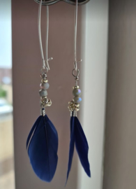 "Boho Blue Feather Style" Oorbellen