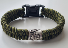 Paracord armband Army Fishtale Green met metalen sluiting