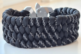 Paracord Armband Slim Trilobite Zwart, reflecterende draad