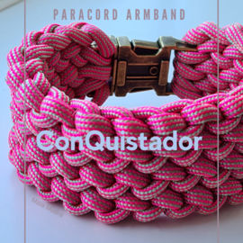 Paracord Armband Conquistador Roze met metalen sluiting