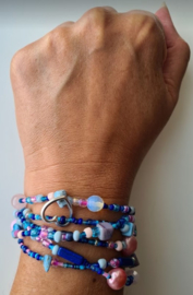 Zomer Wrap Blue Pink Wikkel Armband