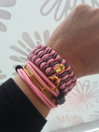 Paracord Armband Slim Trilobite Zwart en Roze _SET