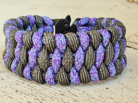 Paracord Armband Slim Trilobite Paars - Grijs met metalen sluiting