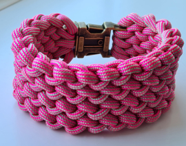 Paracord Armband Conquistador Roze met metalen sluiting