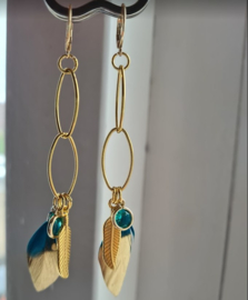 "BoHo Gold-dip Feather Happy Style Turquoise Green"