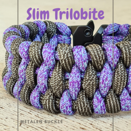 Paracord Armband Slim Trilobite Paars - Grijs met metalen sluiting