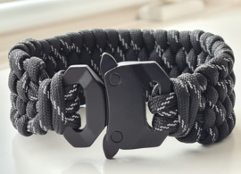 Paracord Armband Slim Trilobite Zwart, reflecterende draad