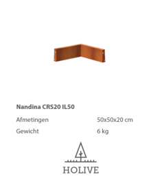 Nandina CRS20 IL50  Keerwand Cortenstaal inwendige hoek 20 cm hoog, 50 cm lengte