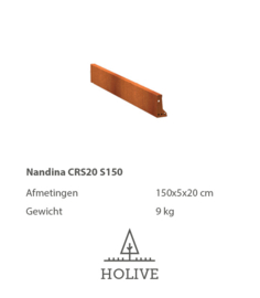 Nandina CRS20 S100 Keerwand Cortenstaal recht 20 cm hoog, 150 cm lengte.