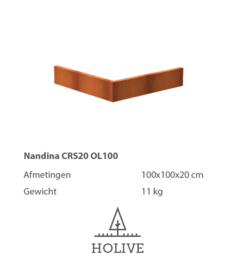 Nandina CRS20 OL100  Keerwand Cortenstaal uitwendige hoek 20 cm hoog, 100 cm lengte