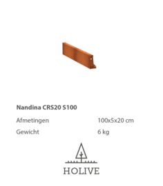 Nandina CRS20 S100 Keerwand Cortenstaal recht 20 cm hoog, 100 cm lengte
