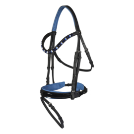 HORKA Hoofdstel Flamingo | Zwart/blauw | Maat Pony