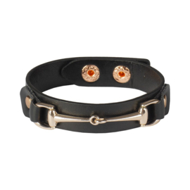 HORKA Armband Leer met Bit | zwart/rose