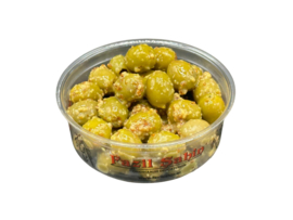 Groene olijven met honing-mosterd