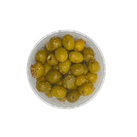 Groene olijven met honing-mosterd