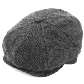 Cap 8 Panel Herringbone Grey