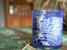 Natuurlijke kaars in handgeblazen pot